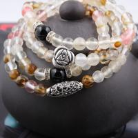 Cherry Quartz Buddhist Pärlor Armband, med Zink Alloy, Rund, platina pläterad, Unisex, blandade färger, nickel, bly och kadmium gratis, 6mm, Ca 108PC/Strand, Säljs av Strand