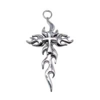 Pendants since Alloy Croise, Sinc Alloy, Cross, dath airgid antique plátáilte, seanré & unisex, nicil, luaidhe & caidmiam saor in aisce, 35x63mm, Díolta De réir PC