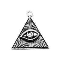 Pendentifs en alliage de zinc, triangle, Plaqué de couleur d'argent, Vintage & unisexe, protéger l'environnement, sans nickel, plomb et cadmium, 25x25mm, Vendu par PC