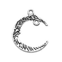 Sinc Alloy chomhpháirt pendant, Gealach, plátáilte, seanré & 1/1 lúb, dathanna níos mó le haghaidh rogha, nicil, luaidhe & caidmiam saor in aisce, 21x26mm, Díolta De réir PC