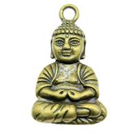 Sinc Alloy Pendants, Buddha, plátáilte, seanré & unisex, dathanna níos mó le haghaidh rogha, nicil, luaidhe & caidmiam saor in aisce, 23x39mm, Díolta De réir PC