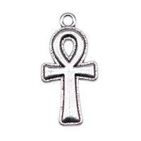 Pendants since Alloy Croise, Sinc Alloy, Cross, dath airgid plated, jewelry faisin, airgid, nicil, luaidhe & caidmiam saor in aisce, 27x14mm, Díolta De réir PC