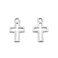 Zinklegering Cross Hangers, Zinc Alloy, Oversteken, silver plated, mode sieraden, zilver, nikkel, lood en cadmium vrij, 10x17mm, Verkocht door PC