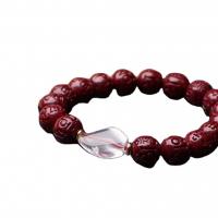 Cinnaber armband fashion, Cinnabar, met Bergkristal, Nuggets, gepolijst, uniseks, 10mm, Lengte 7.09 inch, Verkocht door PC