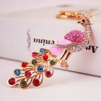 Zinc Alloy Key Clasp with Czech Rhinestone Peacock high quality plated fashion jewelry & Unisex & enamel nickel free Sold By PC