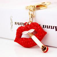 Zinc Alloy Key Clasp with Czech Rhinestone Lip high quality plated fashion jewelry & Unisex & enamel nickel free Sold By PC