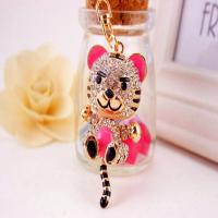 Zinc Alloy Key Clasp with Czech Rhinestone Tiger high quality plated fashion jewelry & Unisex & enamel Sold By PC