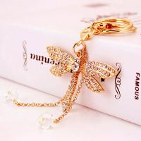 Zinc Alloy Key Clasp with Czech Rhinestone Dragonfly high quality plated fashion jewelry & Unisex nickel free Sold By PC