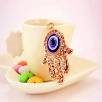 Zinc Alloy Key Clasp with Czech Rhinestone Evil Eye Hamsa high quality plated fashion jewelry & Unisex nickel free Sold By PC