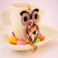 Zinc Alloy Key Clasp with Czech Rhinestone Owl high quality plated fashion jewelry & Unisex & enamel Sold By PC