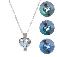 luminated Ketting, Zinc Alloy, met 1.96inch extender keten, Hart, platinum plated, voor vrouw & hol, meer kleuren voor de keuze, nikkel, lood en cadmium vrij, 17x25mm, Lengte Ca 17.7 inch, Verkocht door PC