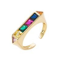 laiton Cuff Bague, Plaqué or 18K, unisexe & pavé de micro zircon, plus de couleurs à choisir, protéger l'environnement, sans nickel, plomb et cadmium, 20mm, Vendu par PC