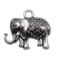 Pendentifs animaux en alliage de zinc, éléphant, Placage, argent, 22x19mm, Vendu par PC