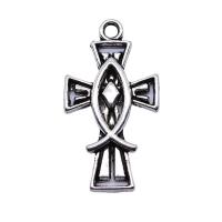 Zinc Alloy Cross Přívěsky, Zinek, Kříž, á, stříbro, 14x26mm, Prodáno By PC