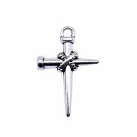 Sinkkiseos Cross Riipukset, Ylittää, päällystetty, tee-se-itse, hopea, 22x16mm, Myymät PC