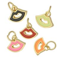 Colgantes de la joyería de cobre amarillo, metal, Labios, chapado en color dorado, Bricolaje & para mujer & esmalte, más colores para la opción, 10x12x2mm, agujero:aproximado 3mm, 10PCs/Grupo, Vendido por Grupo