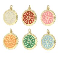 Bijoux pendentifs en laiton, Rond, Placage de couleur d'or, bijoux de mode & DIY & pour femme & émail, plus de couleurs à choisir, 20x22x2mm, Trou:Environ 3mm, 10PC/lot, Vendu par lot