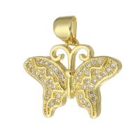 Cubic Zirconia Micro Pave Brass Pendant Butterfly gold color plated fashion jewelry & DIY & micro pave cubic zirconia & for woman golden Approx 3mm Sold By Lot