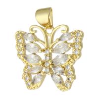 Cubic Zirconia Micro Pave Brass Pendant Butterfly gold color plated fashion jewelry & DIY & micro pave cubic zirconia & for woman golden Approx 3mm Sold By Lot