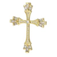 Kubik Zirkonium mikro bana Mässing hängande, Cross, guldfärg pläterade, mode smycken & DIY & micro bana cubic zirconia & för kvinna, gyllene, 21x24x2mm, Hål:Ca 2mm, 10PC/Lot, Säljs av Lot