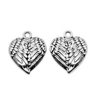 Pendentifs coeur en alliage de zinc, Coeur avec des ailes, Plaqué de couleur d'argent, Vintage & unisexe, protéger l'environnement, sans nickel, plomb et cadmium, 17x21mm, Vendu par PC