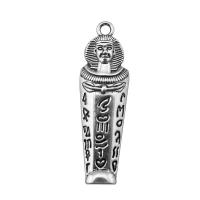 Sinc Alloy Pendants, Éigipteach Pharaoh, dath airgid antique plátáilte, seanré & unisex, nicil, luaidhe & caidmiam saor in aisce, 15x49mm, Díolta De réir PC