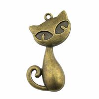 Zinc Alloy Animal Pendler, Cat, forgyldt, Vintage & Unisex, flere farver til valg, nikkel, bly & cadmium fri, 32x39mm, Solgt af PC