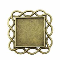 Zink-Legierung Cabochon Weissgold, Zinklegierung, Quadrat, plattiert, Vintage & DIY, keine, frei von Nickel, Blei & Kadmium, 20mm, verkauft von PC