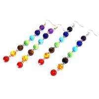 Gemstone Earrings, Pedra natural, Liga de zinco Gancho / Anzol, Roda, banhado, para mulher, Mais cores pare escolha, níquel, chumbo e cádmio livre, 8x110mm, vendido por par