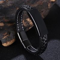 Cuero de PU Pulsera, con acero inoxidable 316L, diverso tamaño para la opción & para hombre, más colores para la opción, Vendido por UD