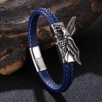 PU Armband, met 316L roestvrij staal, Dier, verschillende grootte voor keus & voor de mens, zwart, Verkocht door PC