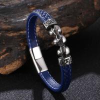 Cuero de PU Pulsera, con acero inoxidable 316L, diverso tamaño para la opción & para hombre, más colores para la opción, Vendido por UD