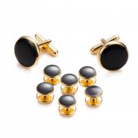 Cufflinks Brass Round plated & for man & enamel nickel lead & cadmium free  Sold By Set