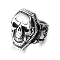 Titantium Steel fingerring, Titanium Stål, Skull, poleret, Unisex & forskellig størrelse for valg, oprindelige farve, Solgt af PC