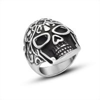 Titanium Steel Finger Ring Skull polished Unisex & blacken original color Sold By PC