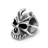 Titantium Steel fingerring, Titanium Stål, Skull, poleret, Unisex & forskellig størrelse for valg, oprindelige farve, Solgt af PC