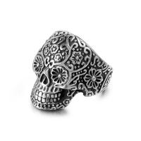 Titanium Steel Finger Ring Skull polished Unisex & blacken original color Sold By PC