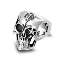 Titantium Steel fingerring, Titanium Stål, Skull, poleret, Unisex & forskellig størrelse for valg & hule, oprindelige farve, Solgt af PC