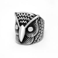 Titantium Steel fingerring, Titanium Stål, Owl, poleret, Unisex & forskellig størrelse for valg & sværte, oprindelige farve, Solgt af PC