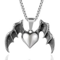 titanium Vedhæng, Titanium Stål, Winged Heart, poleret, punk stil & forskellig størrelse for valg, oprindelige farve, Solgt af PC