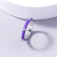 Kubieke Circonia Micro Pave Brass Ring, Messing, micro pave zirconia & voor vrouw & glazuur, purper, 17mm, Verkocht door PC