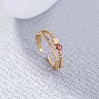 Kubieke Circonia Micro Pave Brass Ring, Messing, Verstelbare & micro pave zirconia & voor vrouw, gouden, 17mm, Verkocht door PC