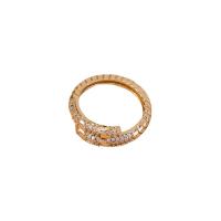 Cúbicos Circonia Micro Pave anillo de latón, metal, Ajustable & micro arcilla de zirconia cúbica & para mujer, dorado, 17mm, Vendido por UD