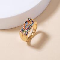 Kubieke Circonia Micro Pave Brass Ring, Messing, Verstelbare & micro pave zirconia & voor vrouw, gouden, 17mm, Verkocht door PC