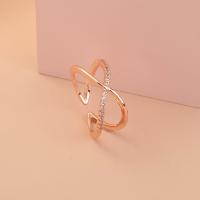 Cubic Zirconia Micro Pave Brass Ring Adjustable & micro pave cubic zirconia & for woman rose gold color 17mm Sold By PC