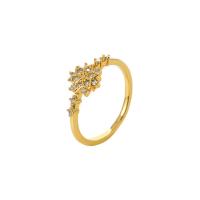 Cúbicos Circonia Micro Pave anillo de latón, metal, micro arcilla de zirconia cúbica & para mujer, dorado, 17mm, Vendido por UD