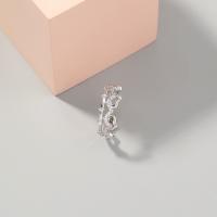 Cubi Circonia Micro Pave anello in ottone, Regolabile & Micro spianare cubic zirconia & per la donna, argento, 17mm, Venduto da PC