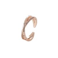 Cúbicos Circonia Micro Pave anillo de latón, metal, Ajustable & micro arcilla de zirconia cúbica & para mujer, color de rosa dorada, 17mm, Vendido por UD