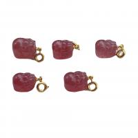 Strawberry Quartz Hanger, met Messing, Fabulous Wild Beast, gold plated, mode sieraden, 13x11mm, Verkocht door PC