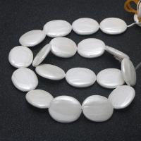 Natural White Shell Perler, ellipse, du kan DIY, hvid, 18x22mm, Solgt Per 15.75 inch Strand